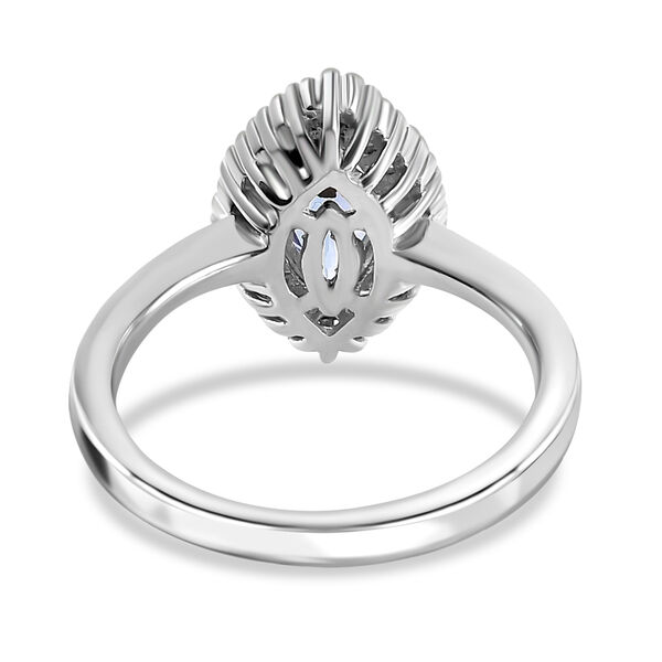 Tansanit und Diamant Halo Ring 925 Silber Platin-&Uuml;berzug image number 6