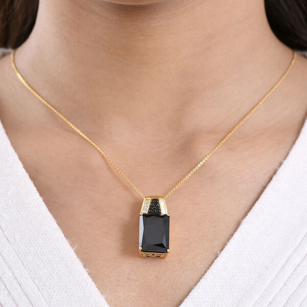 D'Joy schwarzer Spinell und Moissanit Anh&auml;nger mit 50cm Kette - 22,73 ct. image number 2