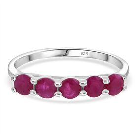 Burma-Rubin Ring 925 Silber rhodiniert (Größe 21.00) ca. 1.20 ct