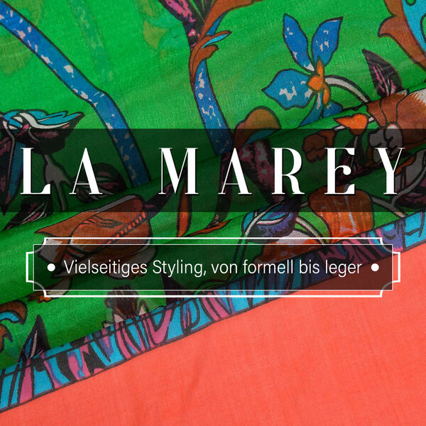 LA MAREY - Chiffonschal aus 100% Maulbeerseide, 110x180 cm, Orange und Grün image number 2