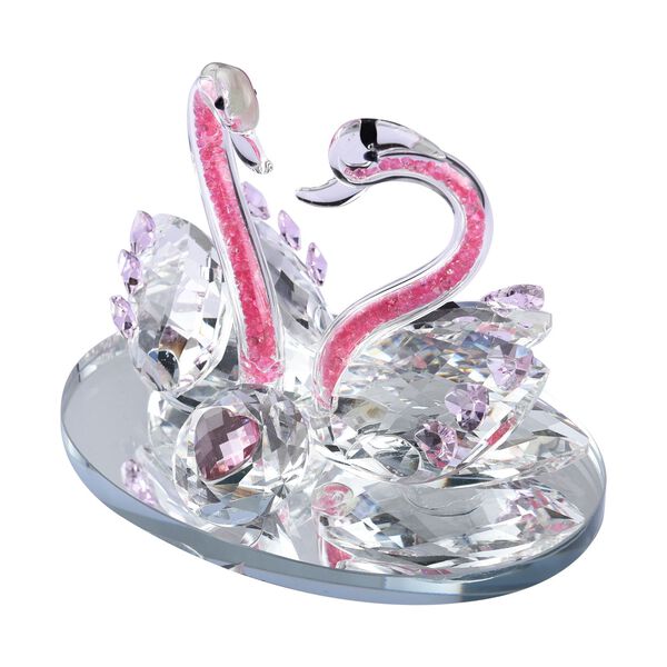 The 5th Season - Zwillings-Kristallschw&auml;ne auf Spiegelplatte, 13x9.5x9cm, rosa image number 6