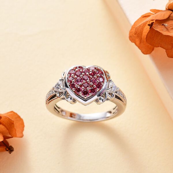 J Francis gefertigt mit SWAROVSKI Zirkonia, Roter Zirkonia Ring 925 Silber (Größe 20.00) image number 2