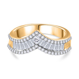 LUSTRO STELLA Weißer Zirkonia-Ring, 925 Silber Gelbgold Vermeil - 1,54 ct.