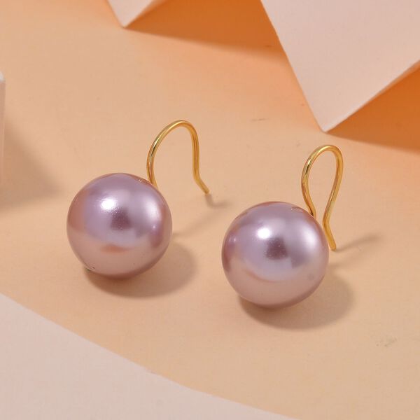 Lila Muschelkernperle Ohrringe 925 Silber vergoldet image number 2