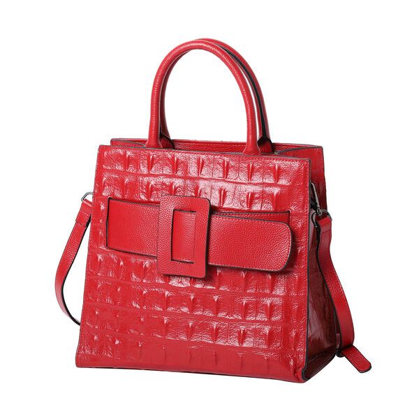 Crossbody Tasche aus echtem Leder mit Rei&szlig;verschluss und mehreren Taschen, Gr&ouml;&szlig;e 31x15x30 cm, Rot  image number 5