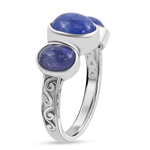 Royal Bali Kollektion - Tansanit 3 Stein Ring 925 Silber image number 4