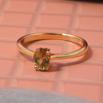 D'Joy Nat&uuml;rlicher goldener Tansanit Ring 925 Silber vergoldet (Gr&ouml;&szlig;e 17.00) ca. 0,63 ct