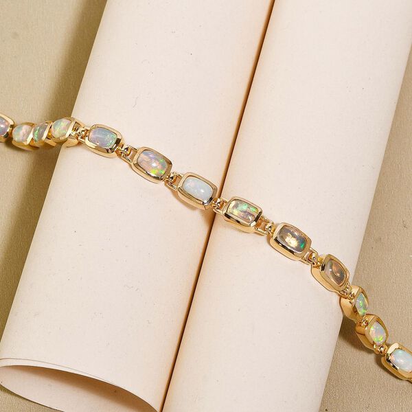 AA nat&uuml;rliches, &auml;thiopisches Welo Opal Armband, 20 cm, 925 Silber vergoldet, 7,05 ct. image number 2