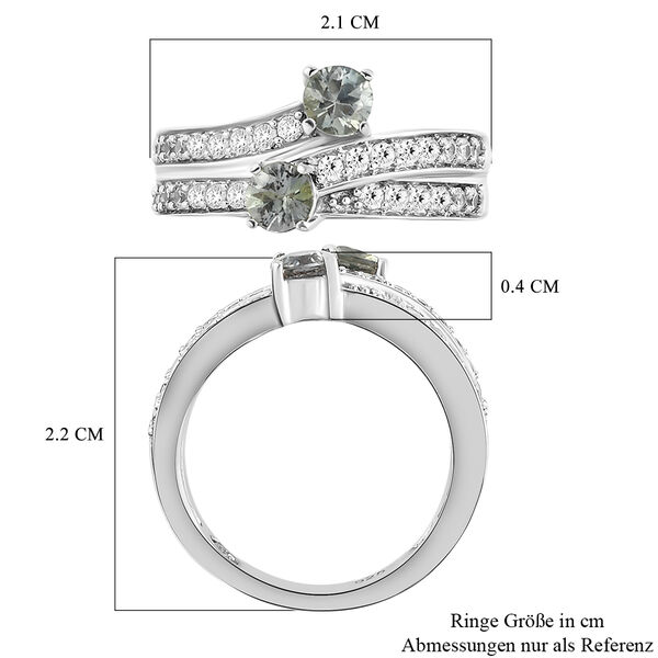 Nat&uuml;rlicher Parti-Saphir und wei&szlig;er Zirkon-Ring, 925 Silber platiniert  ca. 1,26 ct image number 7