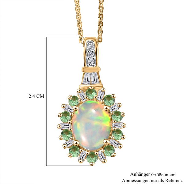 AA äthiopischer Welo Opal Tsavorit Granat und Moissanit Ring und Anhänger mit 50cm Kette image number 7
