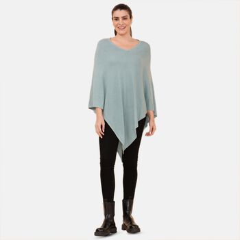 LA MAREY Superweicher Pashmina Poncho, Einheitsgr&ouml;&szlig;e Graugr&uuml;n