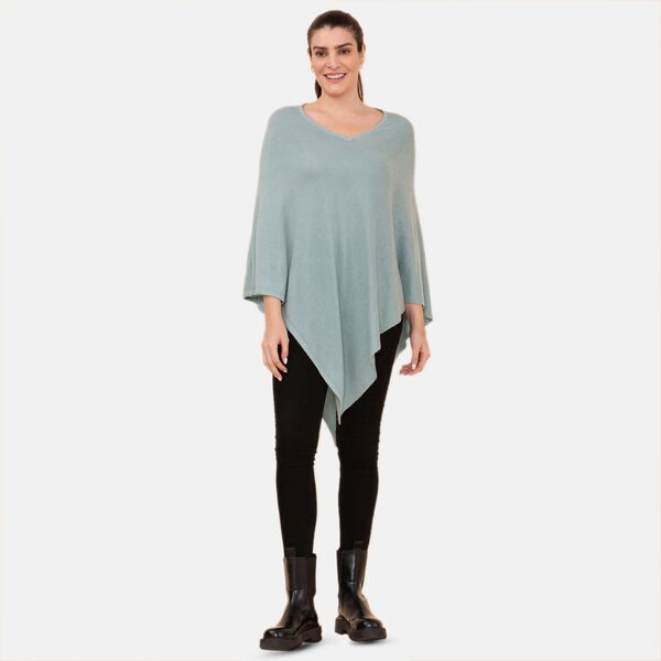 LA MAREY Superweicher Pashmina Poncho, Einheitsgr&ouml;&szlig;e Graugr&uuml;n&nbsp;