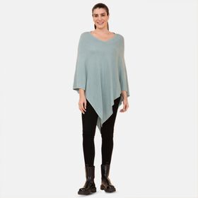 LA MAREY Superweicher Pashmina Poncho, Einheitsgröße Graugrün