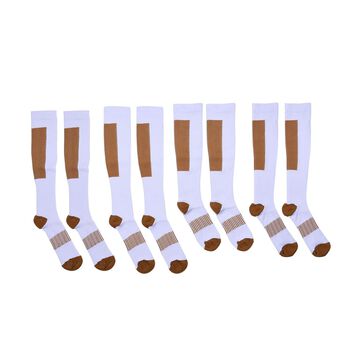 4er Set - Kupferfaser-Kompressions-Strumpfe, Antibakteriell und Anti-Geruch (2x Gr&ouml;&szlig;e S und 2x Gr&ouml;&szlig;e M), Wei&szlig;