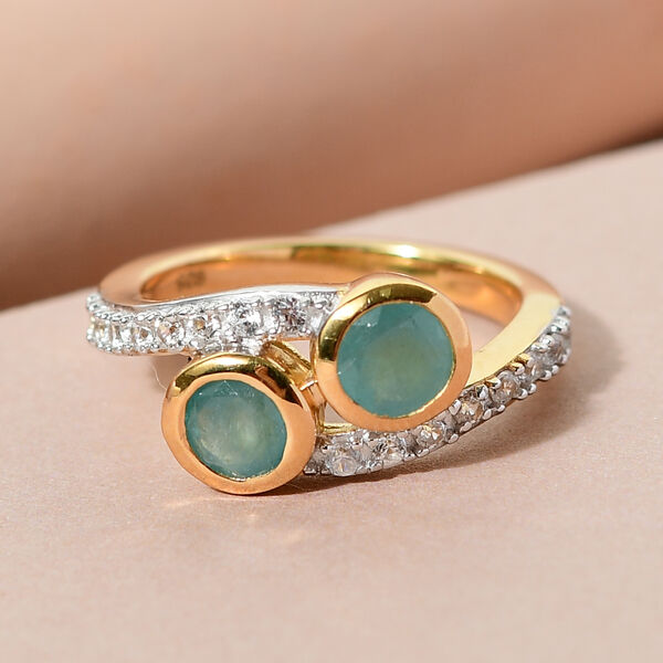 Grandidierit und Zirkon Bypass Ring 925 Silber vergoldet  ca. 1,34 ct image number 2