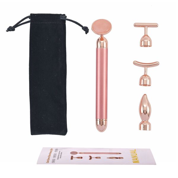 4-in-1 Beauty Bar Gesichtsmassageger&auml;t, Rosenquarz