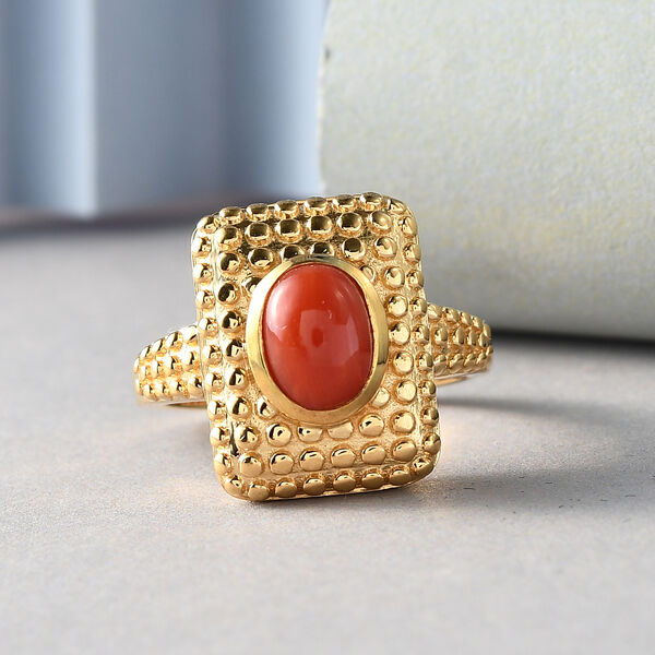 Koralle Ring 925 Silber vergoldet  ca. 1,44 ct image number 2