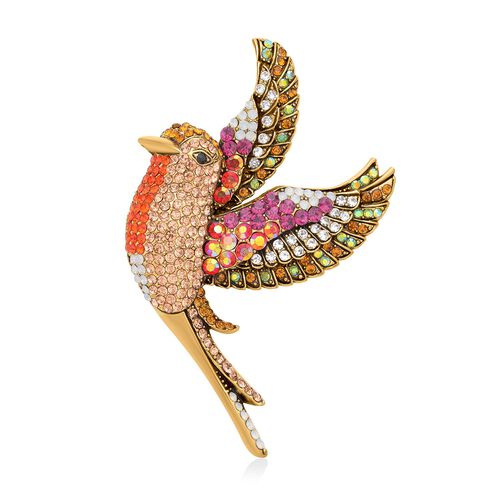 Orange Kolibri-Kristall-Brosche image number 0