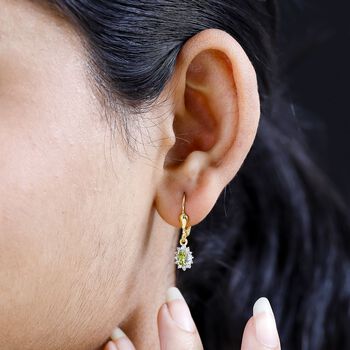 Nat&uuml;rliche AA Calabar-Turmalin, Wei&szlig;er Zirkon Ohrringe, 925 Silber Gelbgold Vermeil ca. 0.77 ct