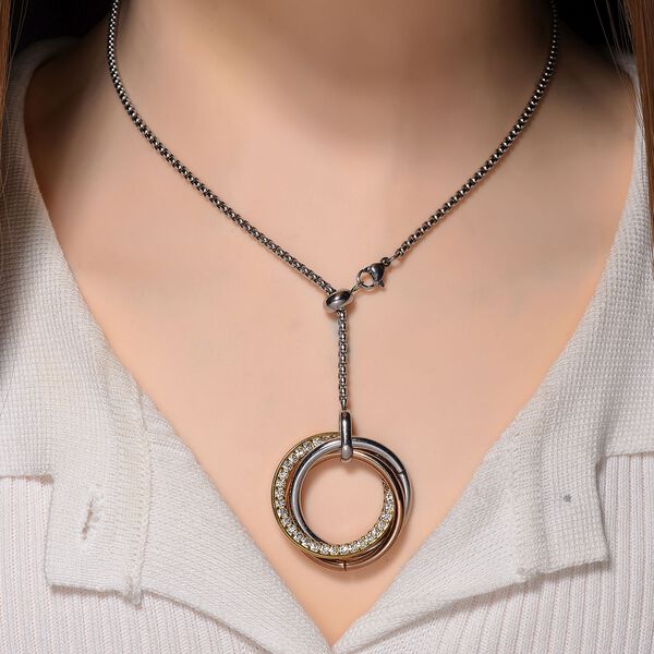 Dreifarbige wei&szlig;e Kristall Halskette und Ohrringe image number 8