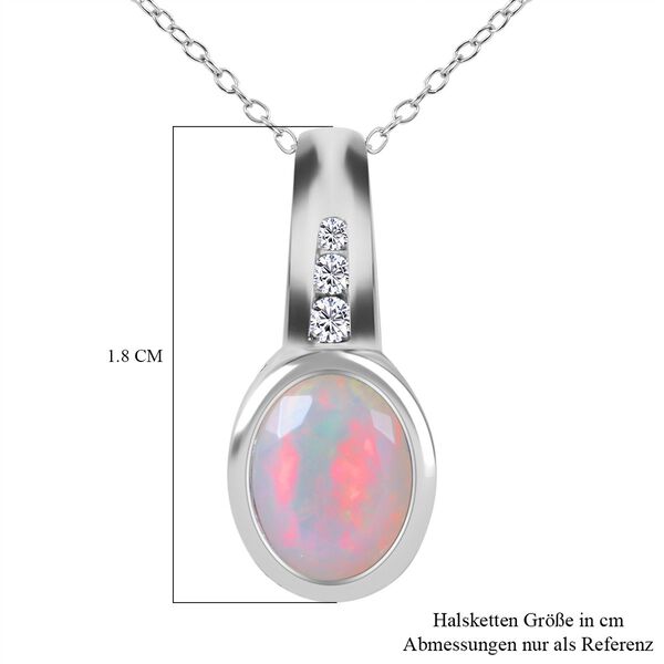 2er-Set - nat&uuml;rlicher, &auml;thiopischer Welo Opal und Zirkon-Anh&auml;nger mit Kette - 0,92 ct. image number 4
