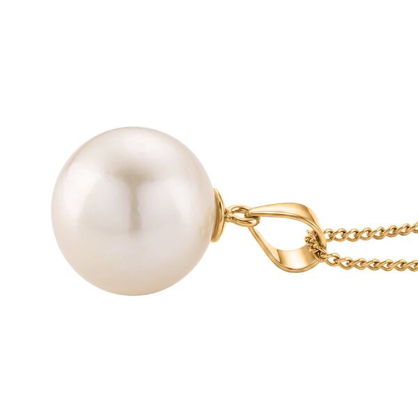 D'Joy wei&szlig;er Edison Perle Anh&auml;nger mit 45cm Kette, 925 Silber vergoldet image number 4