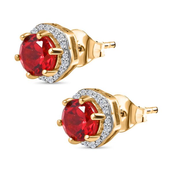 Synthetische Padparadscha Saphir und Zirkon-Ohrringe - 2,84 ct. image number 4