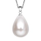Weißer Muschelkernperlen-Anhänger mit Kette, 925 Silber rhodiniert und Edelstahl