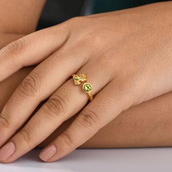 GP Trionfo Kollektion - AA Nat&uuml;rlicher Peridot, Kanchanaburi Blauer Saphir Ring, 925 Silber 750 Gelb Vergoldet (Gr&ouml;&szlig;e 18.00) ca. 0.58 ct