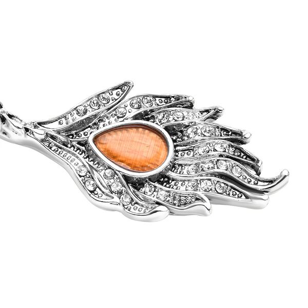 Stimulierte, orange Katzenauge und wei&szlig;e Kristall-Halskette, 40,5 cm image number 6