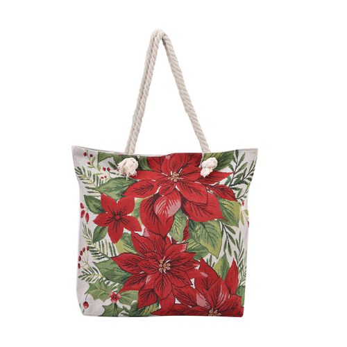 Jacquard gewebte Jute-Tasche mit Amaryllis Design, 42x34 cm image number 0