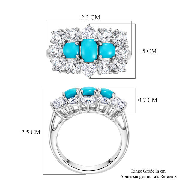 D'Joy Sleeping Beauty T&uuml;rkis Ring 925 Silber Rhodiniert (Gr&ouml;&szlig;e 17.00) ca. 3,56 ct image number 6