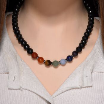 Shungit, Mehrfarbig Edelsteine Halskette ca. 45 cm ca. 300,00 ct.