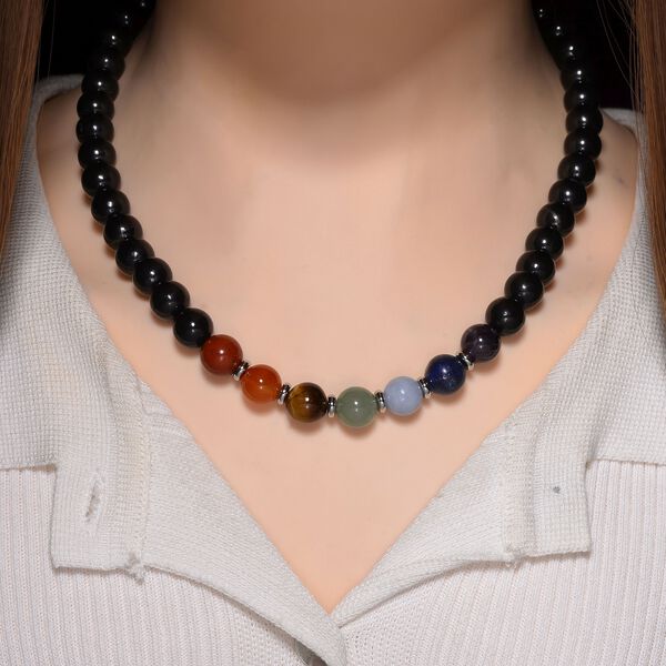Shungit, Mehrfarbig Edelsteine Halskette ca. 45 cm ca. 300,00 ct. image number 3