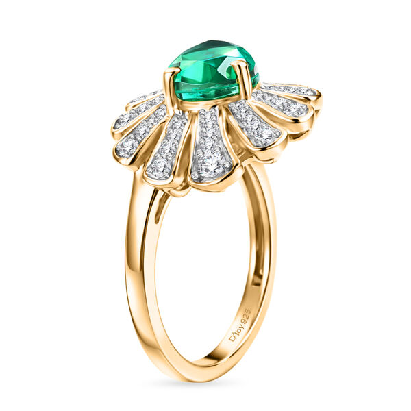 D'Joy Pfau Quarz Triplette, Wei&szlig;er Zirkon Ring 925 Silber 750 Gelbgold vermeil (Gr&ouml;&szlig;e 17.00) ca. 2,50 ct image number 4