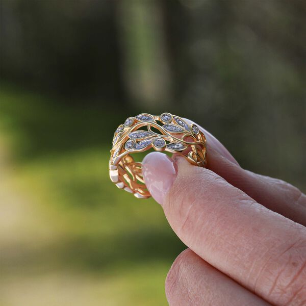 ALLORO Ring, Creolen und Anh&auml;nger mit Diamantakzenten, Silber vergoldet image number 29