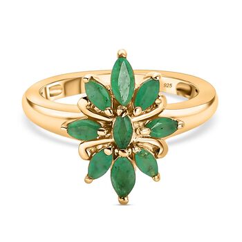 Kagem Sambischer Smaragd Ring, 925 Silber vergoldet (Gr&ouml;&szlig;e 16.00) ca. 0.83 ct