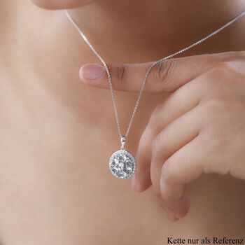 Espirito Santo Aquamarin und Wei&szlig;er Zirkon Anh&auml;nger, 925 Silber platiniert ca. 2.87 ct
