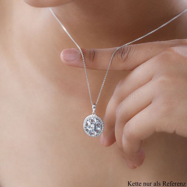 Espirito Santo Aquamarin und Weißer Zirkon Anhänger, 925 Silber platiniert ca. 2.87 ct image number 2