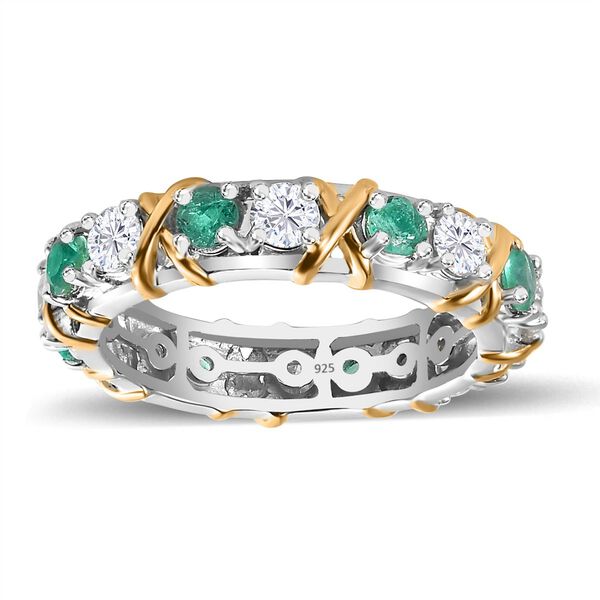 Moissanit, Smaragd Ring 925 Silber Zweifarbige Beschichtung (Größe 20.00) ca. 1,72 ct image number 4