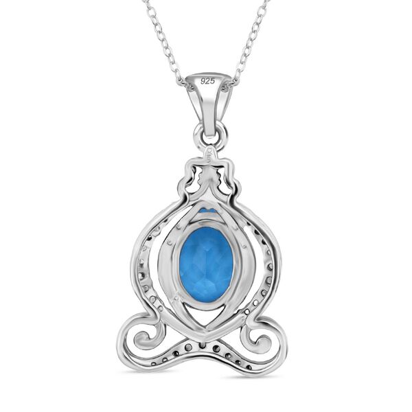 Schweizer Blautopas, Weißer Zirkon Schmuckset 925 Silber rhodiniert ca. 2,43 ct. image number 4