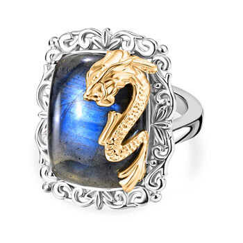 EVER TRUE AAA Labradorit Ring Nickelfreies Messing (Gr&ouml;&szlig;e 18.00) ca. 15,30 ct