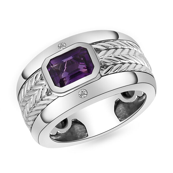 Afrikanischer Amethyst und weißer Zirkon-Ring - 1,05 ct. image number 4