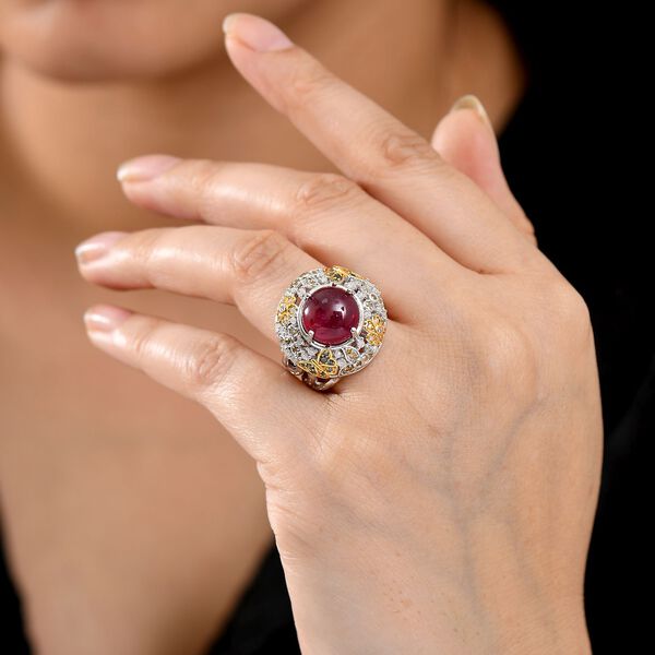 GP Italian Garden Kollektion - AA Afrikanischer Rubin, Multi-Diamant und Kanchanaburi blauer Saphir zweifarbiger Ring - 8,49 ct. image number 4