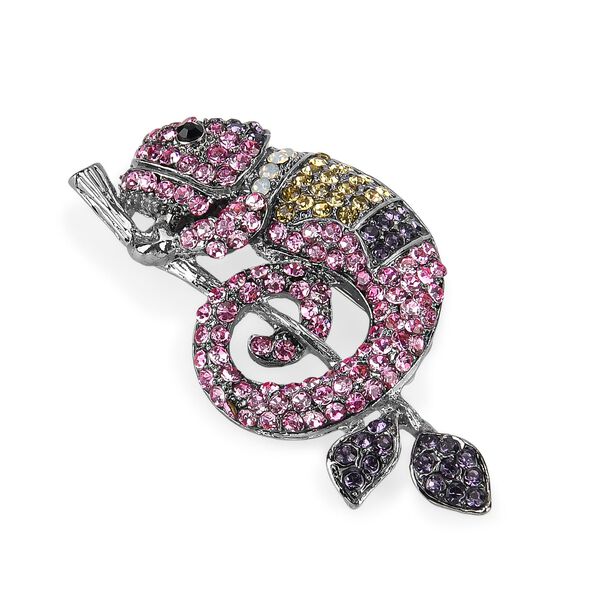 Mehrfarbiger Kristall Brosche  Schwarz image number 3