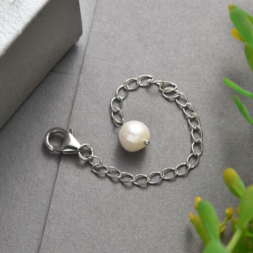 Süßwasser Perle Extender mit Karabinerverschluss, 925 Silber platiniert image number 1