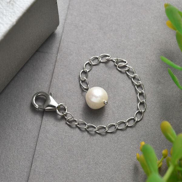 Süßwasser Perle Extender mit Karabinerverschluss, 925 Silber platiniert image number 1