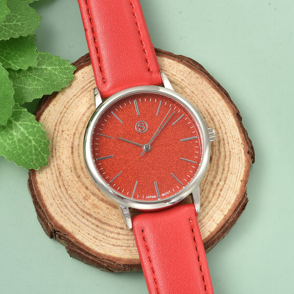 Strada - Uhr mit Sternenstaub Effekt, wasserdicht, Rot image number 1