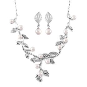 Weiße Muschelkernperle Schmuckset 80.00 ct