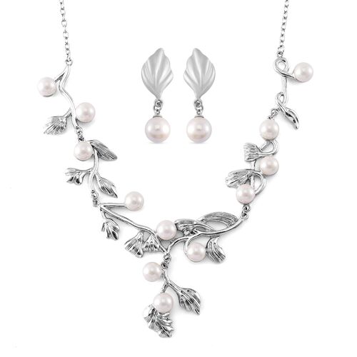 Weiße Muschelkernperle Schmuckset 80.00 ct image number 0